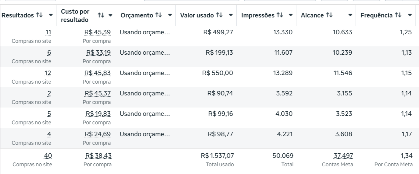 Print real de campanha: Vendas — E-commerce